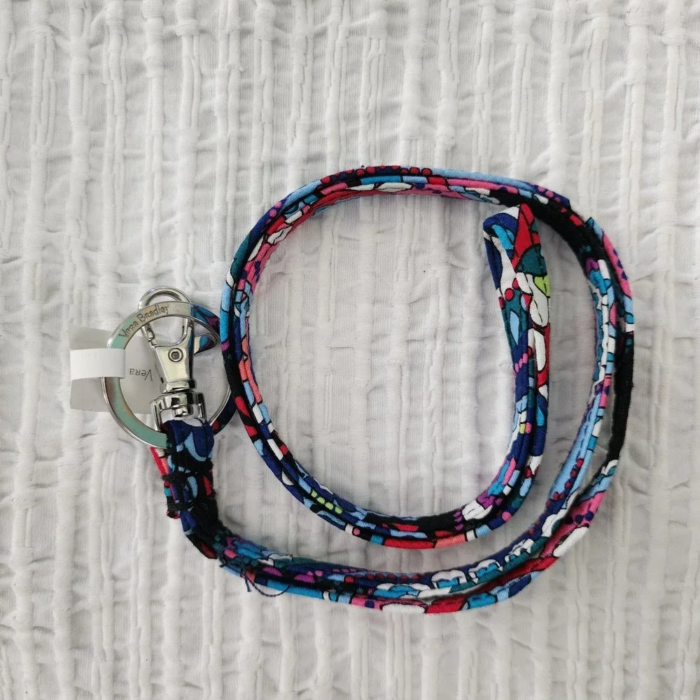 Vera Bradley Haymarket Paisley Lanyard Blue Pink Floral Key ID Holder 24166-R88